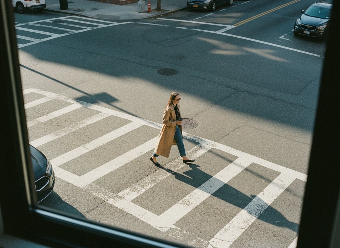 Melissa Fajardo crossing a street in New York City